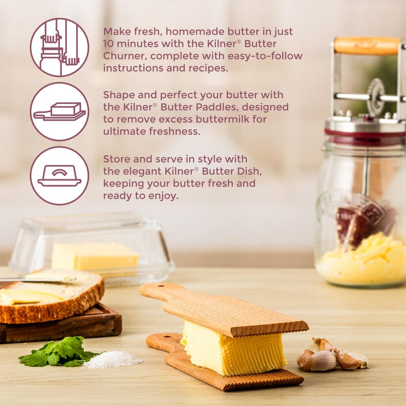 Kilner Beech Wood Butter Paddles | Set of 2 - Image 3